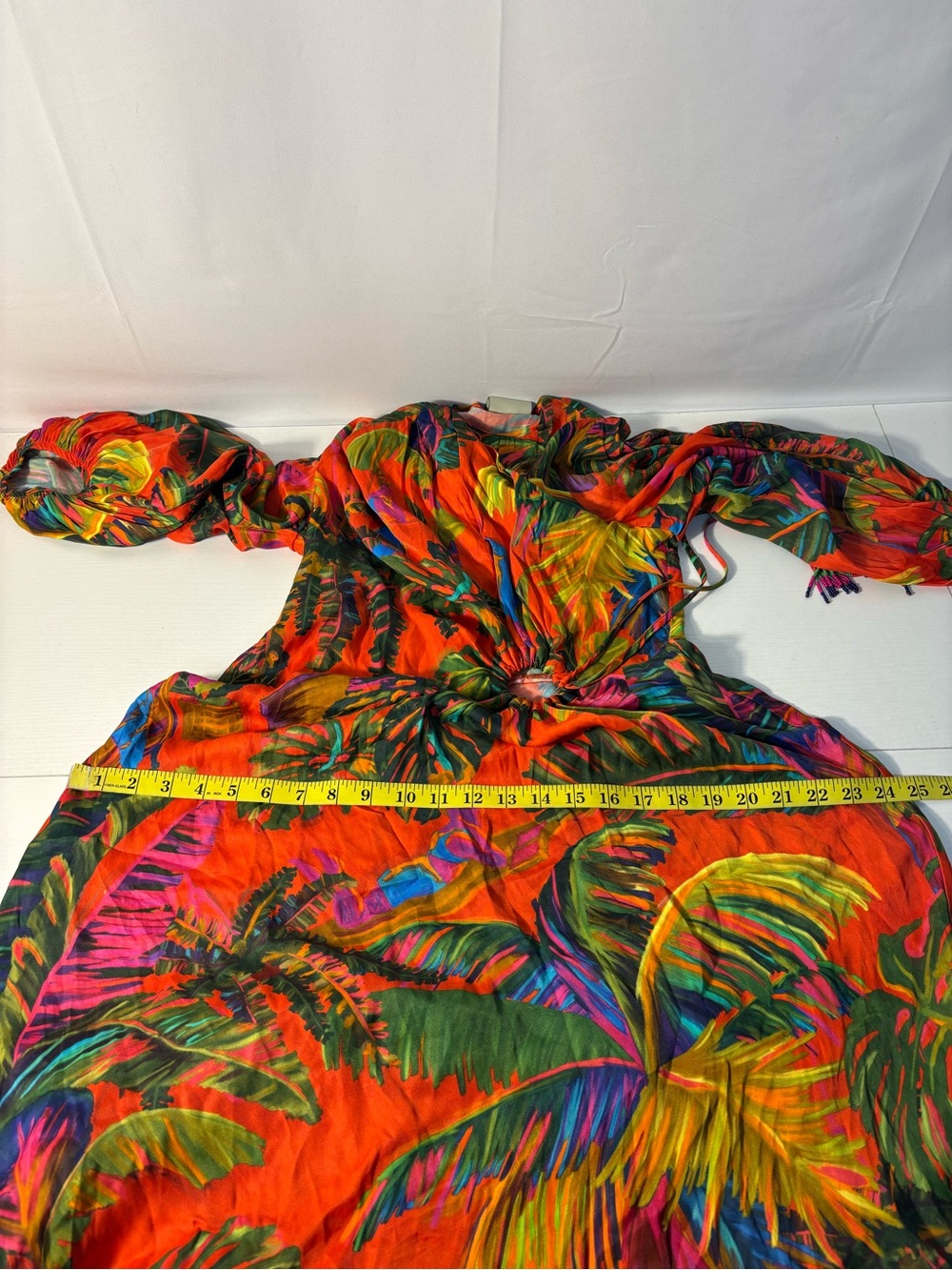 FARM Rio Red Tropical Print Long-Sleeve Midi Dress - Picture 13 of 13
